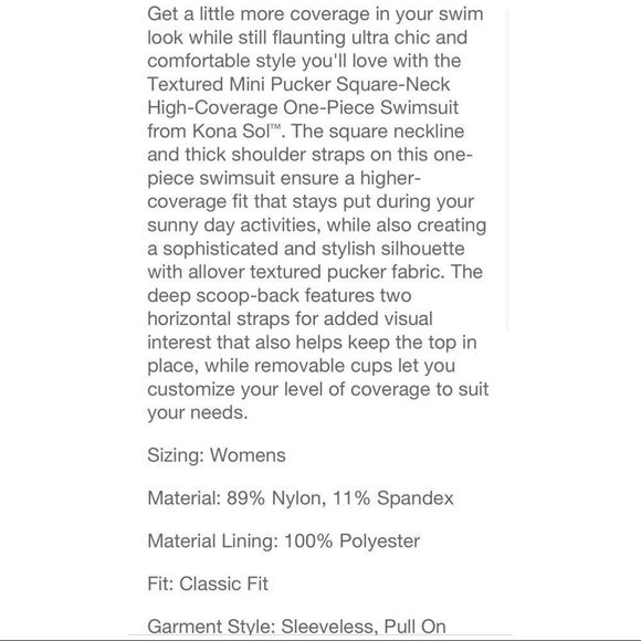 Kona Sol Women’s Green Puckered One Piece High Coverage Bathing Suit NEW 16W - Picture 6 of 14